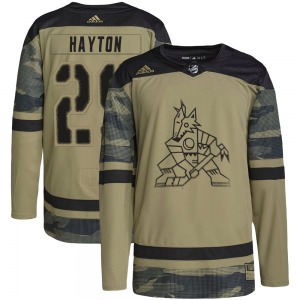 Youth Barrett Hayton Arizona Coyotes Adidas Authentic Camo Military Appreciation Practice Jersey
