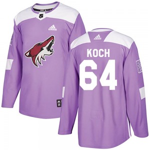 Patrik Koch Arizona Coyotes Adidas Authentic Purple Fights Cancer Practice Jersey