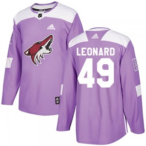 John Leonard Arizona Coyotes Adidas Authentic Purple Fights Cancer Practice Jersey