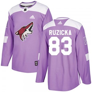 Adam Ruzicka Arizona Coyotes Adidas Authentic Purple Fights Cancer Practice Jersey