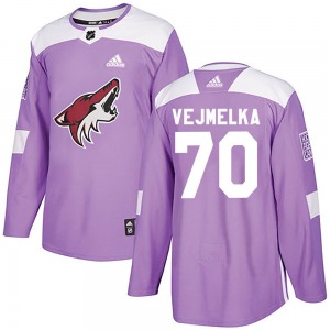 Karel Vejmelka Arizona Coyotes Adidas Authentic Purple Fights Cancer Practice Jersey