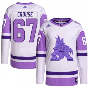 Lawson Crouse Arizona Coyotes Adidas Authentic White/Purple Hockey Fights Cancer Primegreen Jersey