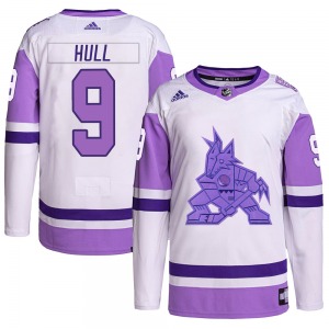 Bobby Hull Arizona Coyotes Adidas Authentic White/Purple Hockey Fights Cancer Primegreen Jersey
