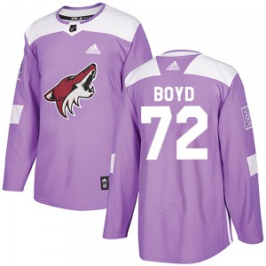 Youth Travis Boyd Arizona Coyotes Adidas Authentic Purple Fights Cancer Practice Jersey