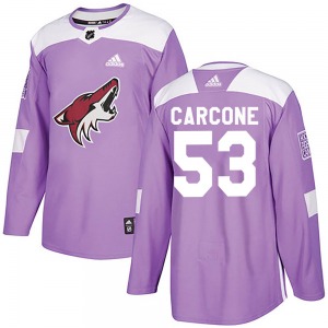 Youth Michael Carcone Arizona Coyotes Adidas Authentic Purple Fights Cancer Practice Jersey