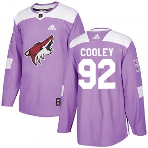 Youth Logan Cooley Arizona Coyotes Adidas Authentic Purple Fights Cancer Practice Jersey
