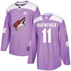 Youth Dylan Guenther Arizona Coyotes Adidas Authentic Purple Fights Cancer Practice Jersey