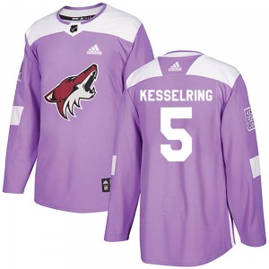 Youth Michael Kesselring Arizona Coyotes Adidas Authentic Purple Fights Cancer Practice Jersey