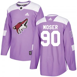 Youth J.J. Moser Arizona Coyotes Adidas Authentic Purple Fights Cancer Practice Jersey