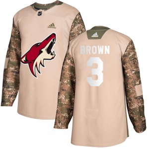 Youth Josh Brown Arizona Coyotes Adidas Authentic Brown Camo Veterans Day Practice Jersey