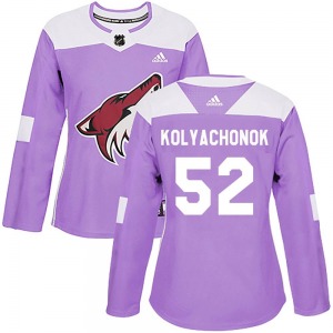 Women's Vladislav Kolyachonok Arizona Coyotes Adidas Authentic Purple Fights Cancer Practice Jersey