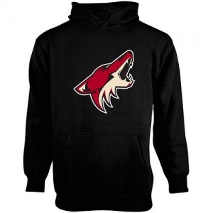 Youth Arizona Coyotes Black Old Time Hockey Big Logo Fleece Pullover Hoodie -