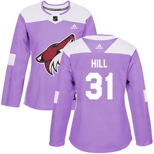 Women's Adin Hill Arizona Coyotes Adidas Authentic Purple Fights Cancer Practice Jersey