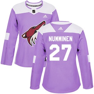 Women's Teppo Numminen Arizona Coyotes Adidas Authentic Purple Fights Cancer Practice Jersey