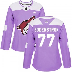 Women's Victor Soderstrom Arizona Coyotes Adidas Authentic Purple Fights Cancer Practice Jersey