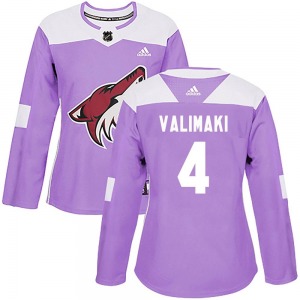 Women's Juuso Valimaki Arizona Coyotes Adidas Authentic Purple Fights Cancer Practice Jersey